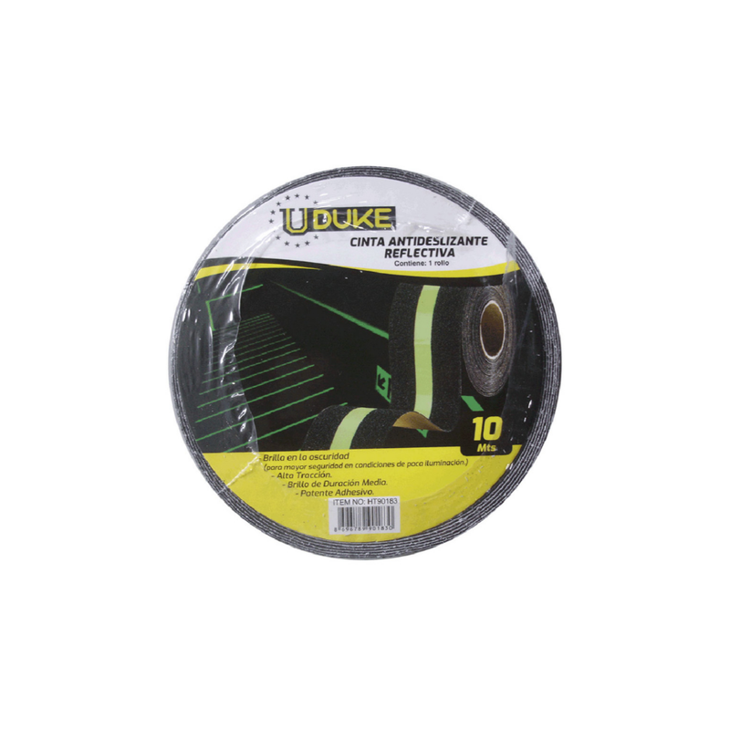 CINTA ADHESIVA ANTIDESLIZANTE 2 X 10MTRS REFLECTIVA NEGRA UDUKE HT90375