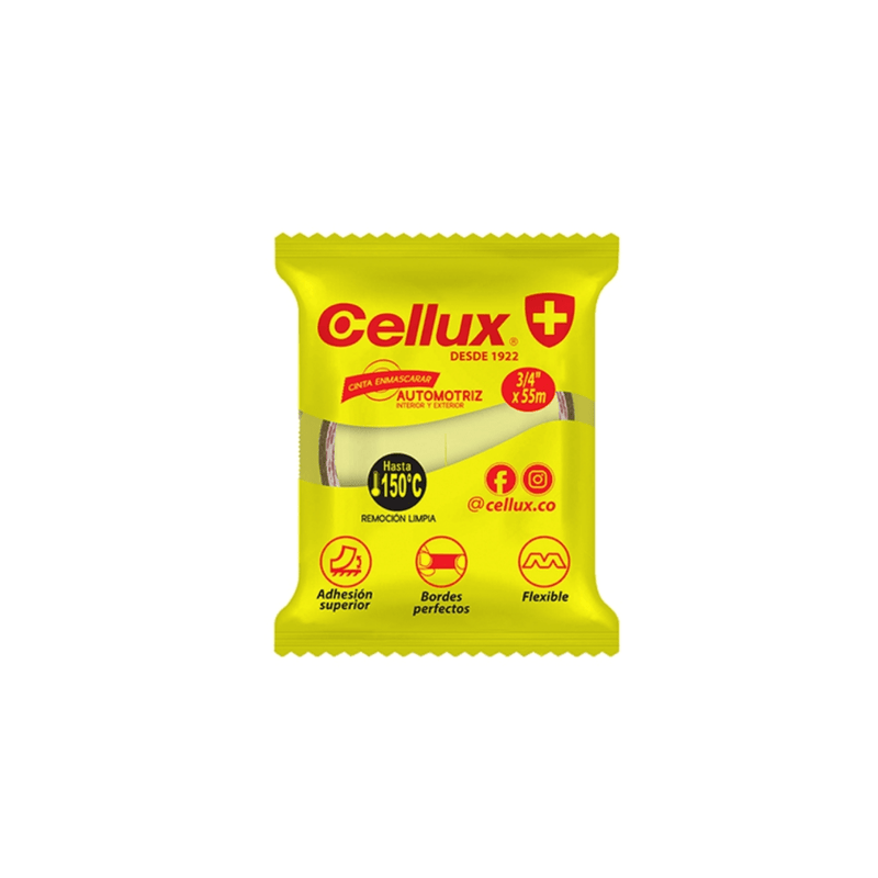 CINTA ENMASCARAR CELLUX 3/4 AUTOMOTRIZ AMARILLA 583 X 55MTS