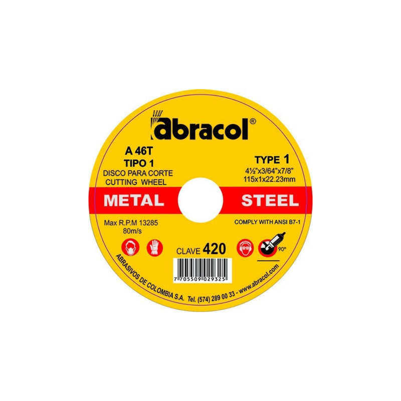 DISCO CORTE METAL 4 1/2 ABRACOL