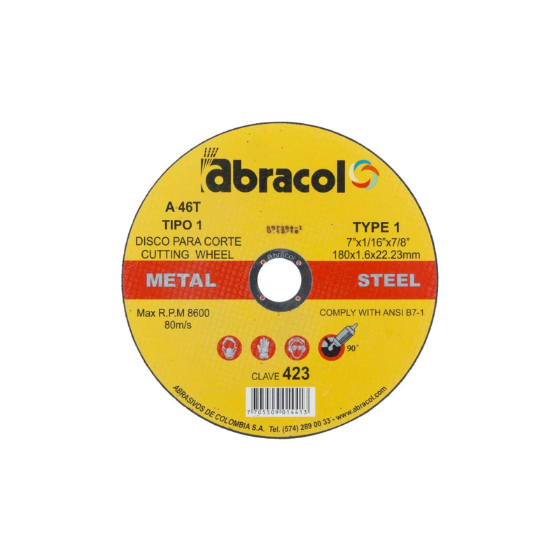 DISCO CORTE METAL 7 PULG ABRACOL