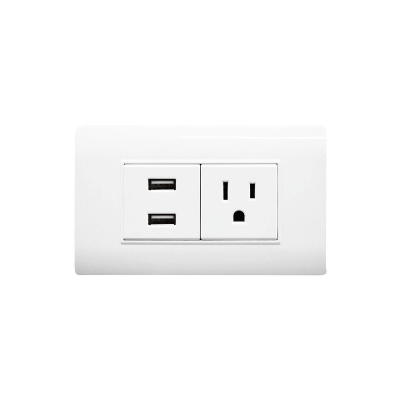 LINEA BK BLANCA INCRUSTAR TOMA SENCILLO Y 2 USB UDUKE HT20686