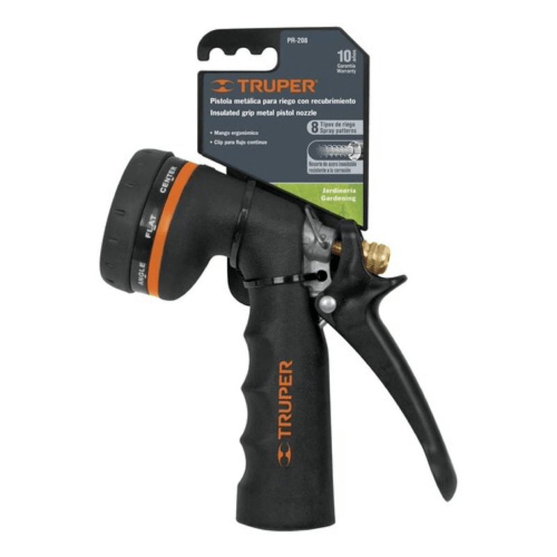 PISTOLA MANGUERA METALICA CON RECUBRIMIENTO 8 FUNCIONES TRUPER 18477
