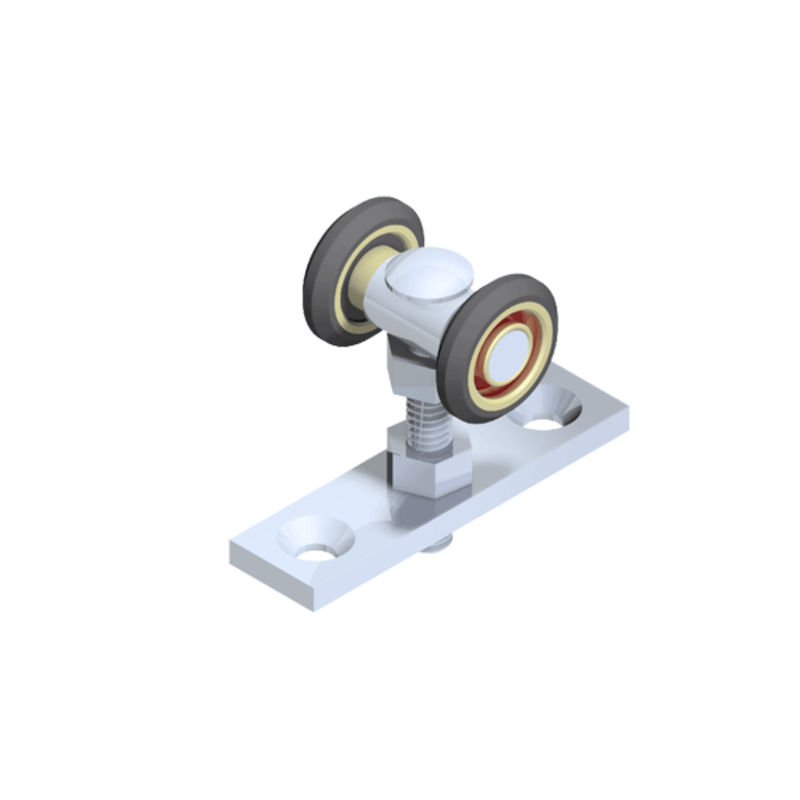 RODACHIN PUERTA COLGANTE EN TEE 2 BALINERAS MACIZA 1 PULG