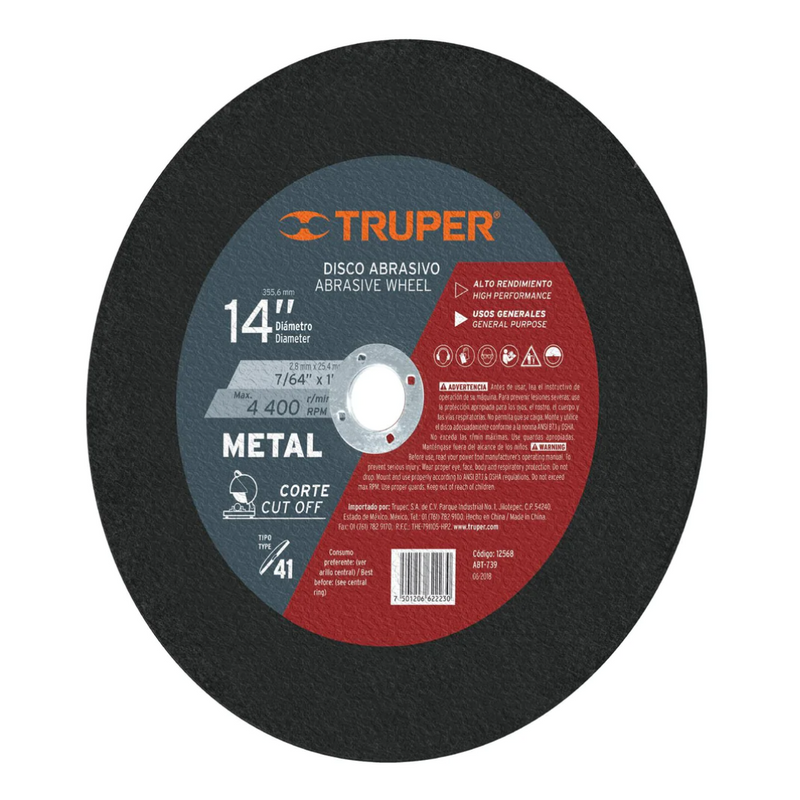 DISCO CORTE METAL TRUPER 14X7/64 TRONZADORA 11558